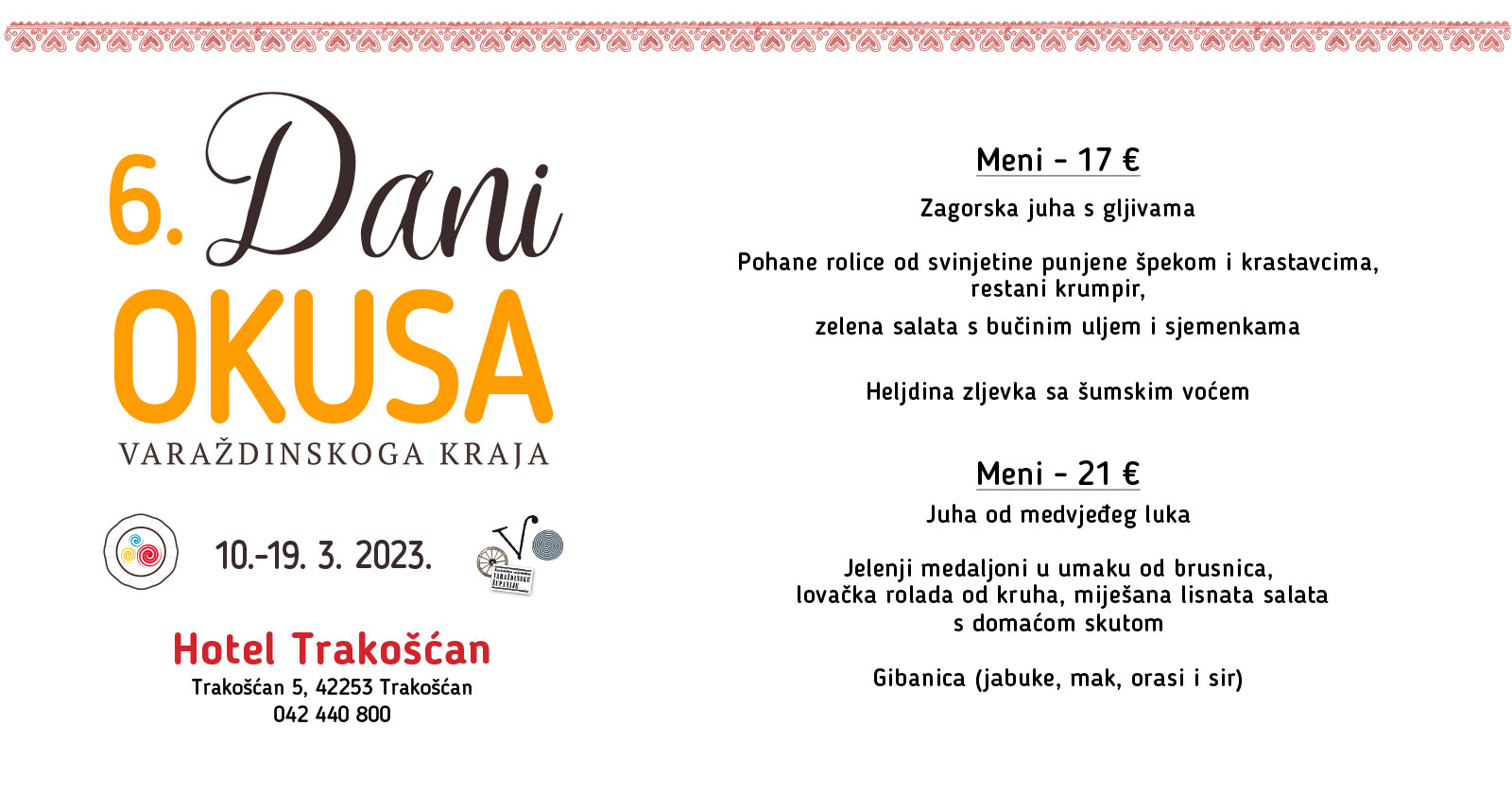 Trakošćan   jelovnik