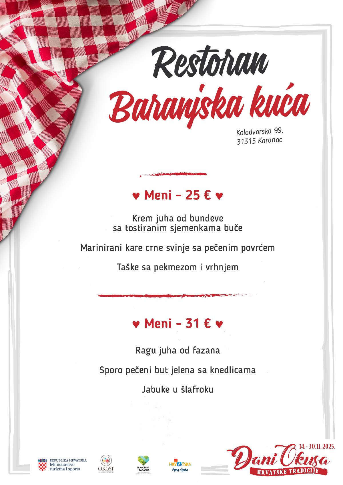 Dani okusa 2025 jelovnik 031 Baranjska kuca