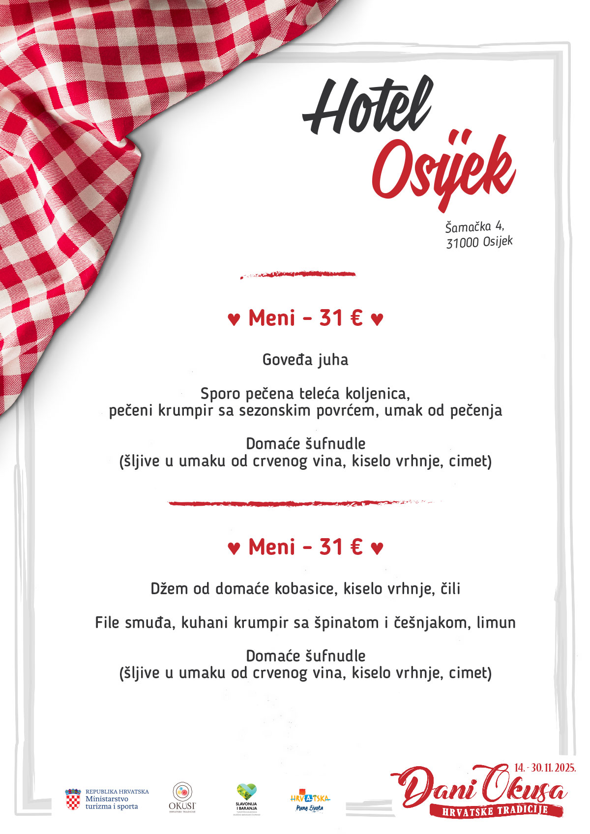 Dani okusa 2025 jelovnik 031 Hotel Osijek