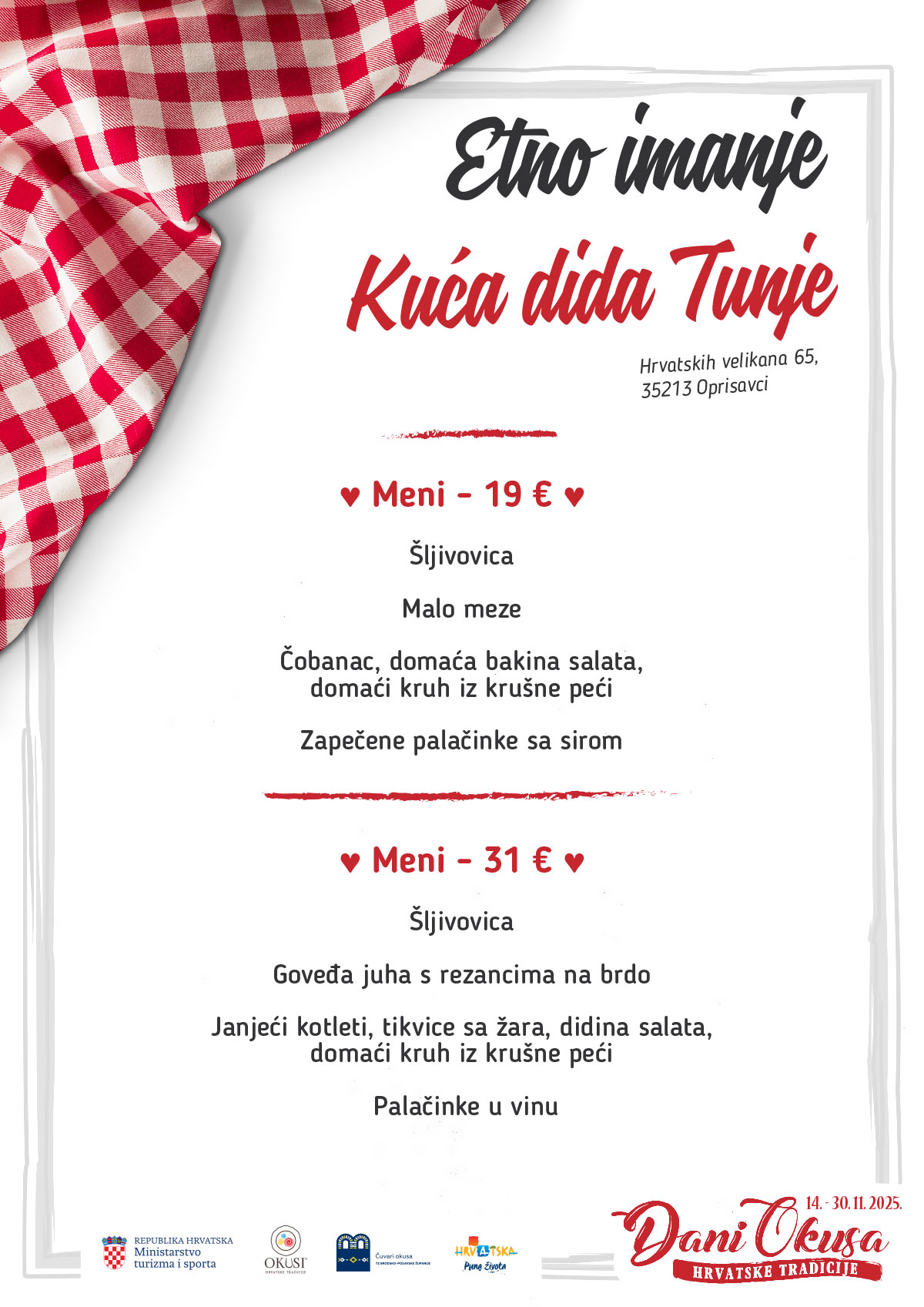 Dani okusa 2025 jelovnik 035 Kuća dida Tunje