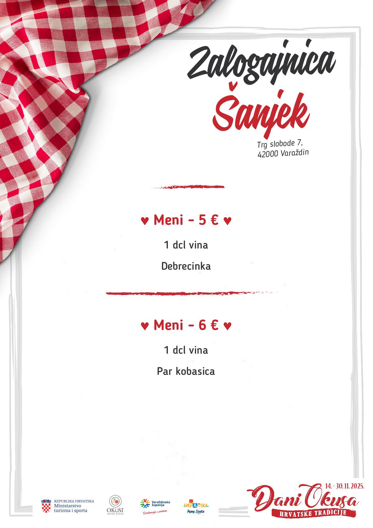 Dani okusa 2025 042 jelovnik Zalogajnica šanjek