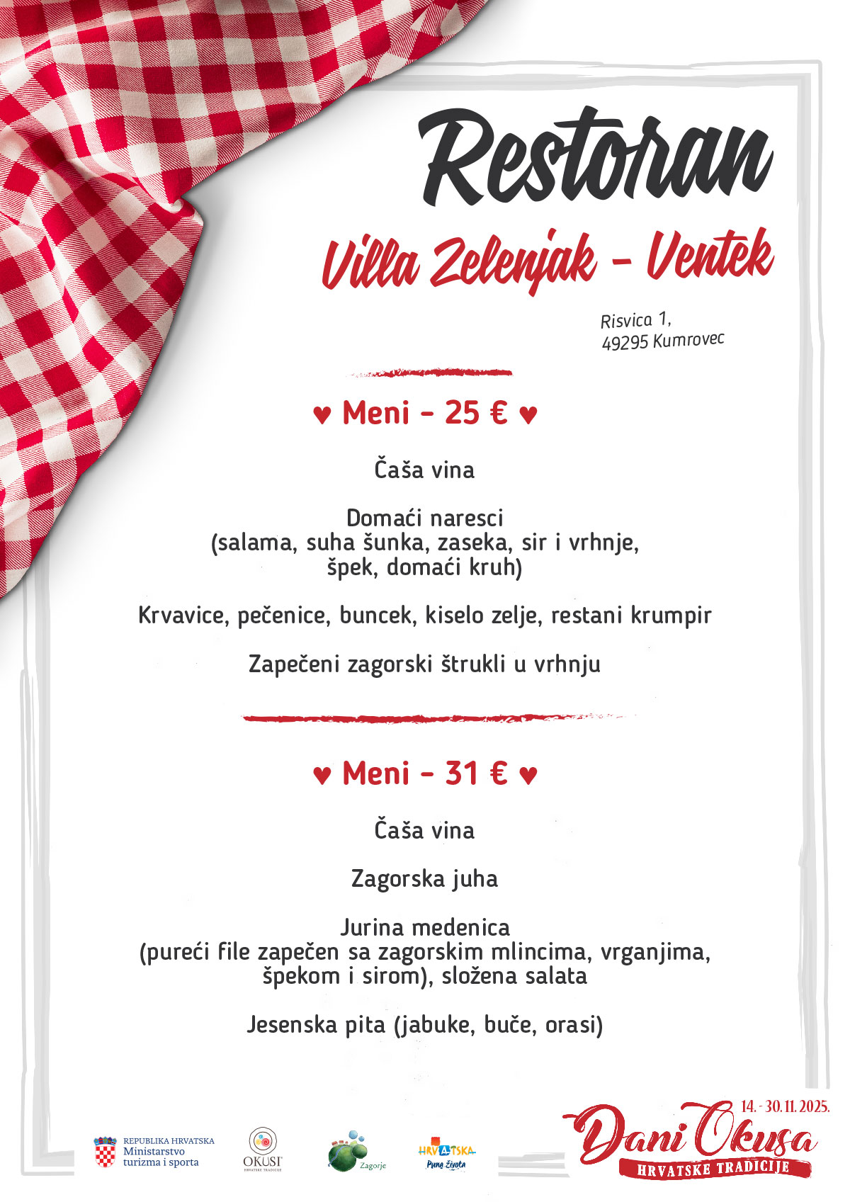 Dani okusa 2025 049 jelovnik Vila Zelenjak Ventek